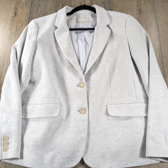 Talbots Blazer Jacket Womens 14 Light Gray Long Sleeve Button Up Preppy Office - Picture 1 of 11